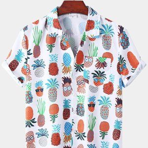 Pineapple Hawaiian Tiki Dress shirt. Size Large, NWT